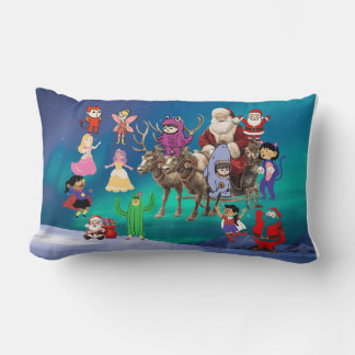 A stunning Festive Beach Scene with Santa Claus Lumbar Pillow