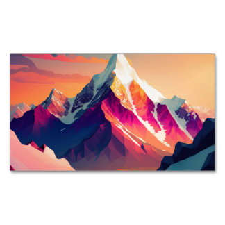 A stunning sunset over colorful snowy mountains. business card magnet