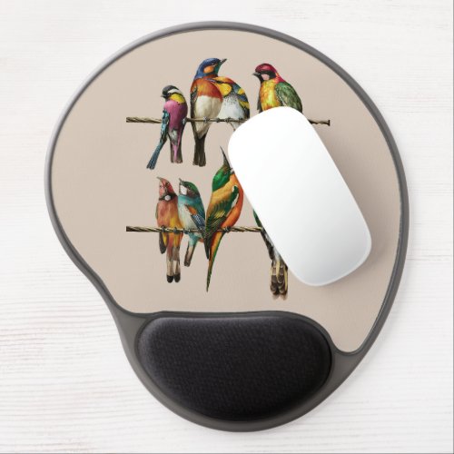 a stunning vintage birds on wire gel mouse pad