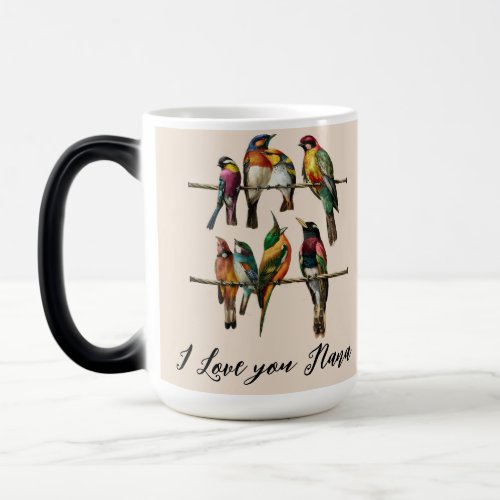 a stunning vintage birds on wire magic mug