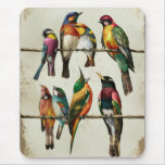 a stunning vintage birds on wire mouse pad