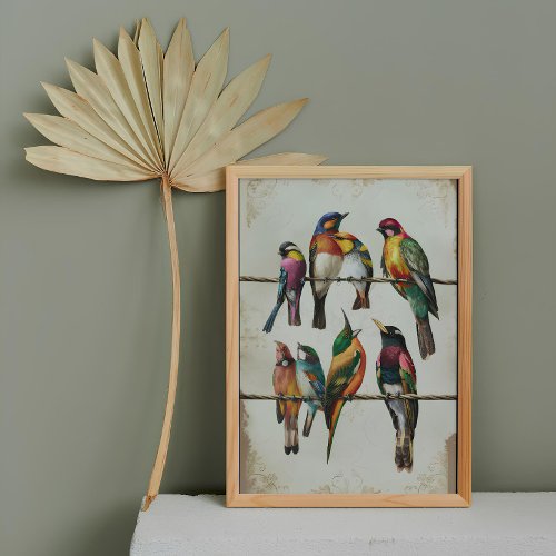 a stunning vintage birds on wire poster