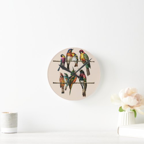 a stunning vintage birds on wire round clock