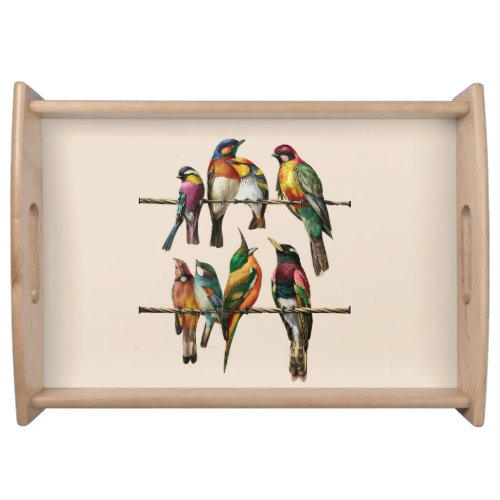 a stunning vintage birds on wire serving tray