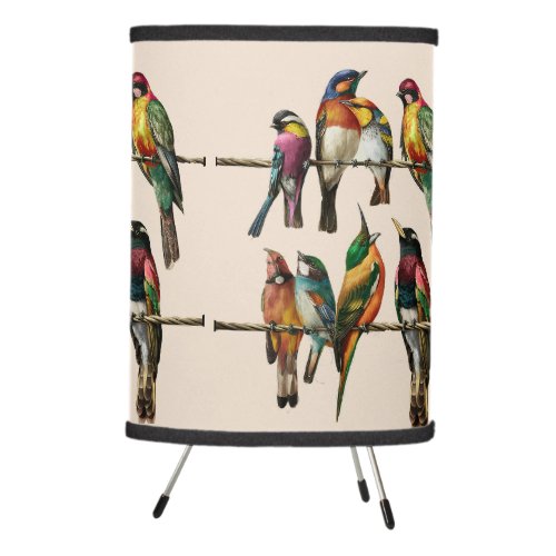 a stunning vintage birds on wire tripod lamp