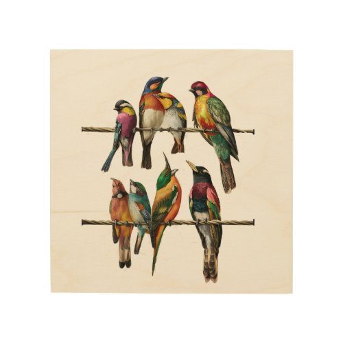 a stunning vintage birds on wire wood wall art