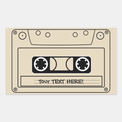 A stylised cassette tape rectangular sticker