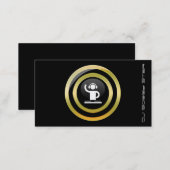 A stylish golden button DJ icon business card (Front/Back)