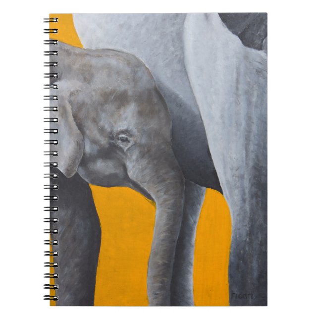 A stylish notebook with with an elephant and child (Front)