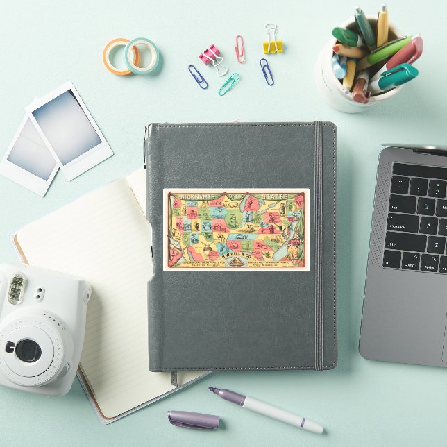 A Stylized Map Of The United States With Nicknames Sticker (iPad Cover)