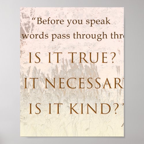 A Sufi Saying The Three Gates of Speech  Poster