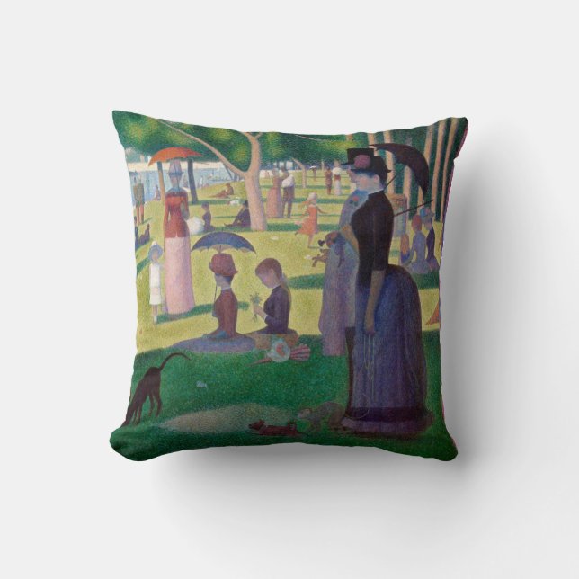 A Sunday Afternoon at La Grande Jatte, Seurat Throw Pillow (Front)