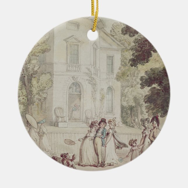 A Sunday Afternoon Promenade Ceramic Ornament (Front)