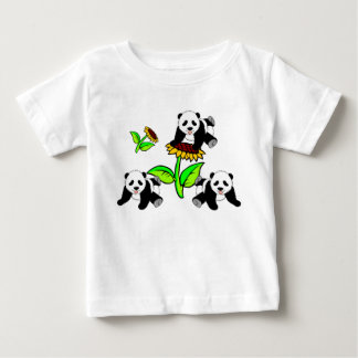 A Sunflower and Panda Bears Baby T-Shirt