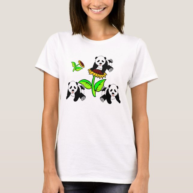 A Sunflower and Panda Bears T-Shirt (Front)