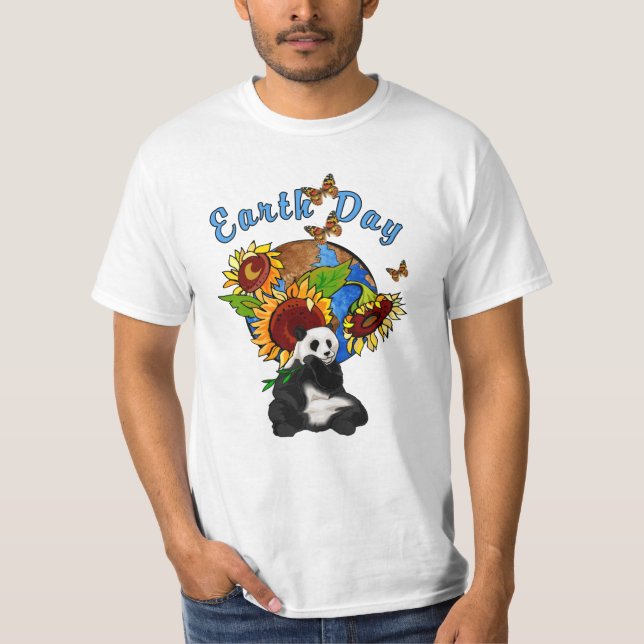 A Sunflower and Panda Earth T-Shirt (Front)
