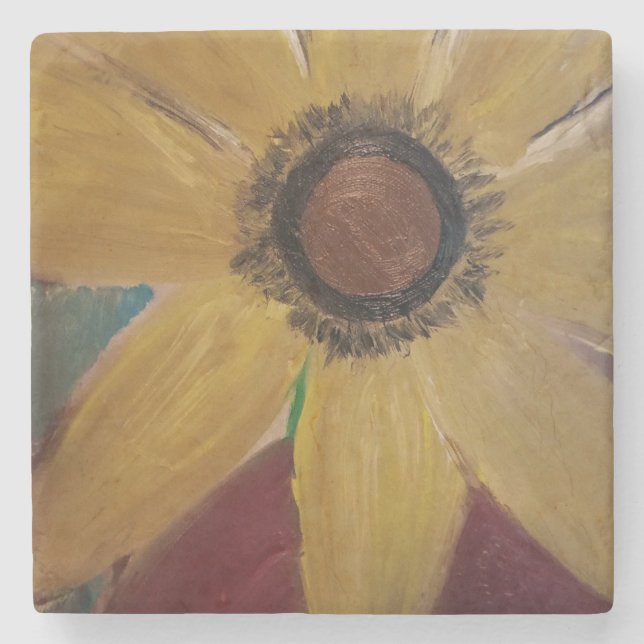A sunflower for you stone coaster (Front)