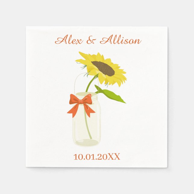 A sunflower in a mason jar napkins (Front)