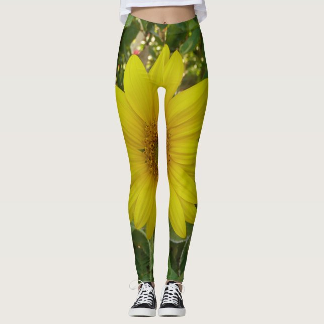 a sunflower in the summer in the garden leggings (Front)