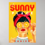 "A Sunny Place For Shady Ladies" Retro Pinup Art Poster<br><div class="desc">This pretty pinup makes a great decoration for the home or office! Art by The Whiskey Ginger.</div>