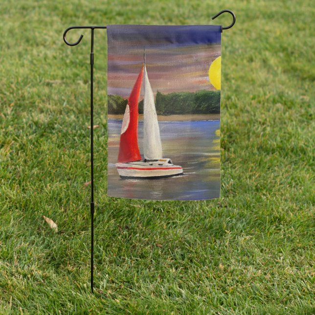 A Sunset Sail, by Gary Poling Garden Flag (In SItu)