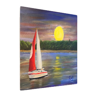 A Sunset Sail, by Gary Poling Metal Print