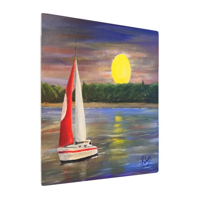 A Sunset Sail, by Gary Poling Metal Print (Angled)