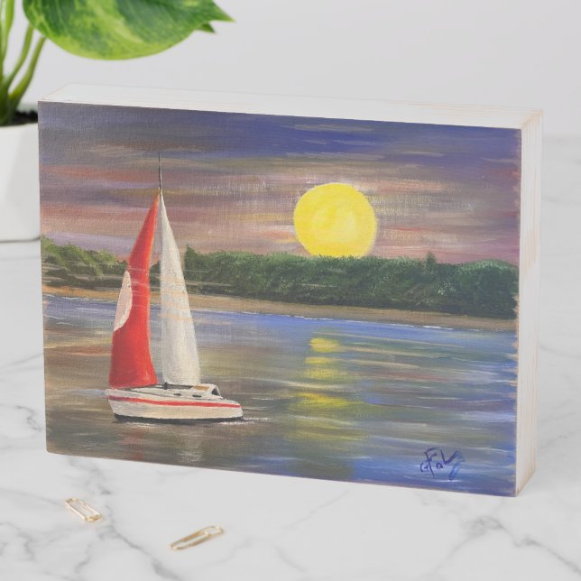 A Sunset Sail, by Gary Poling Wooden Box Sign (In Situ Horizontal)