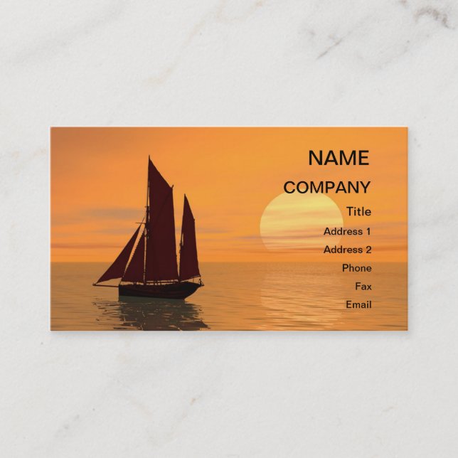 A sunset yacht card for you to customize (Front)