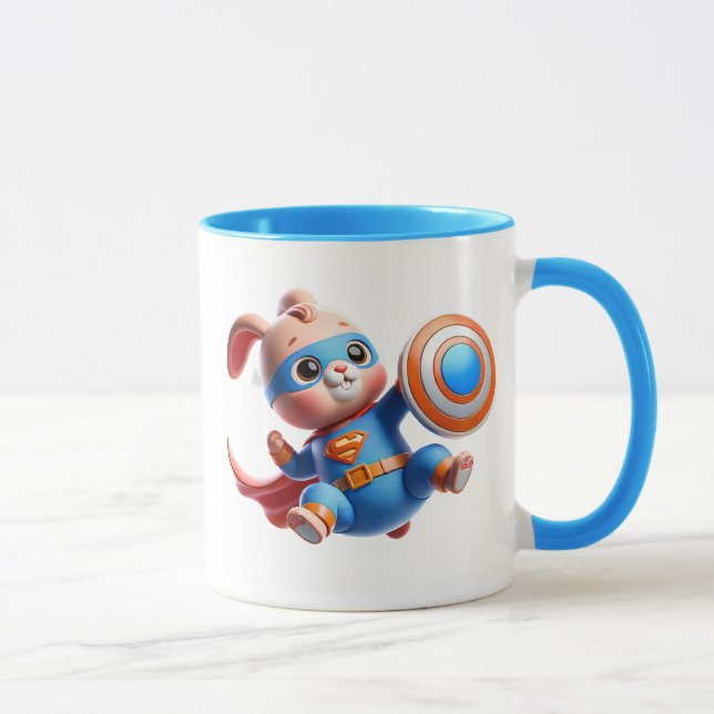A superhero rabbit with its shield. mug (Right)