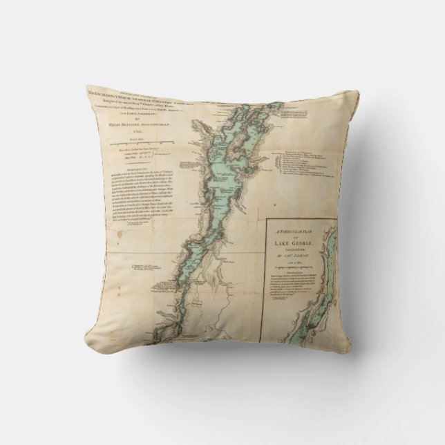 A Survey of Lake Champlain Throw Pillow (Front)