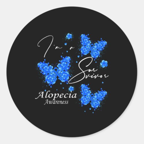 A Survivor Alopecia Awareness Butterfly  Classic Round Sticker