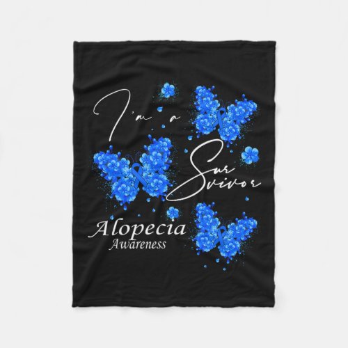 A Survivor Alopecia Awareness Butterfly  Fleece Blanket