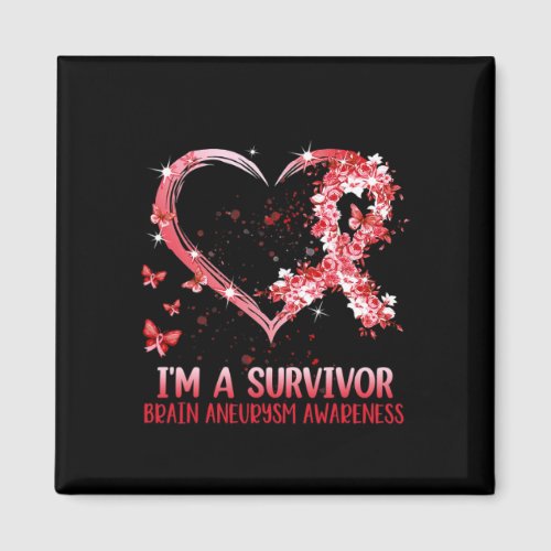 A Survivor Brain Aneurysm Awareness Burgundy Heart Magnet