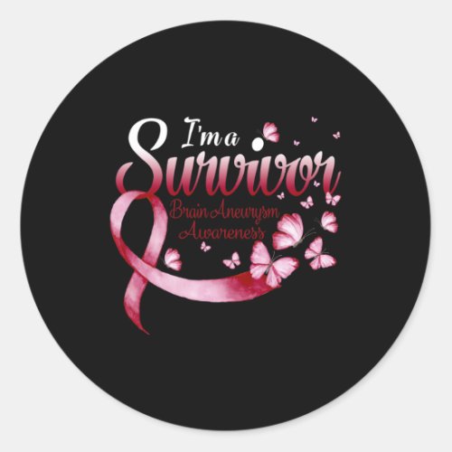 A Survivor Brain Aneurysm Awareness Butterfly 1  Classic Round Sticker