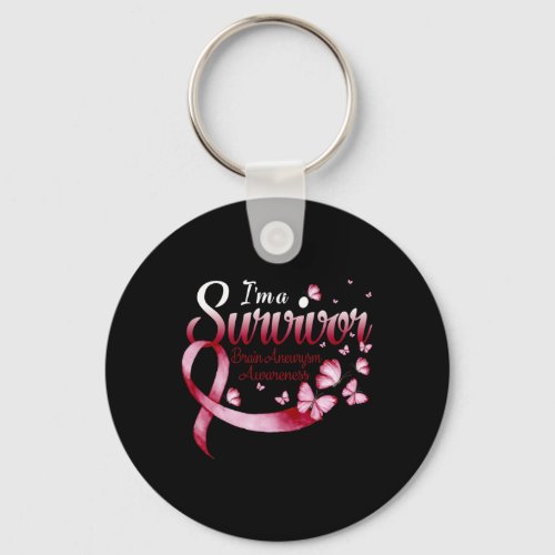 A Survivor Brain Aneurysm Awareness Butterfly 1  Keychain