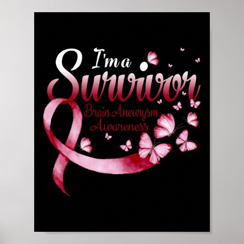 A Survivor Brain Aneurysm Awareness Butterfly 1  Poster