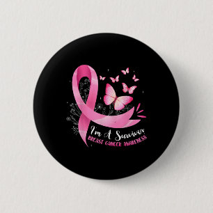 A Survivor Breast Cancer Awareness Pink Ribbon Wom Button
