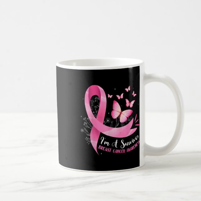 A Survivor Breast Cancer Awareness Pink Ribbon Wom Coffee Mug (Right)