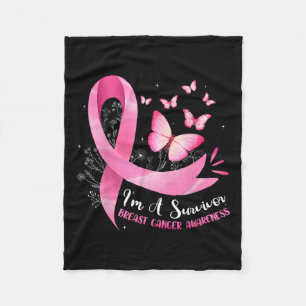 A Survivor Breast Cancer Awareness Pink Ribbon Wom Fleece Blanket