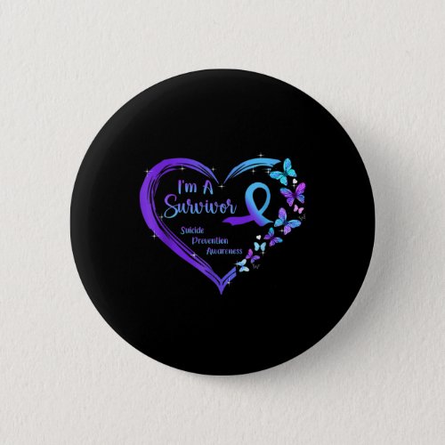 A Survivor Butterfly Heart Suicide Prevention Awar Button