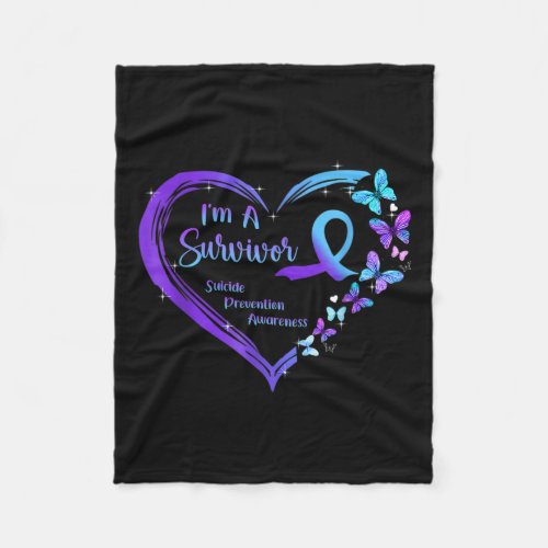 A Survivor Butterfly Heart Suicide Prevention Awar Fleece Blanket