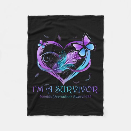 A Survivor Butterfly Heart Suicide Prevention Awar Fleece Blanket