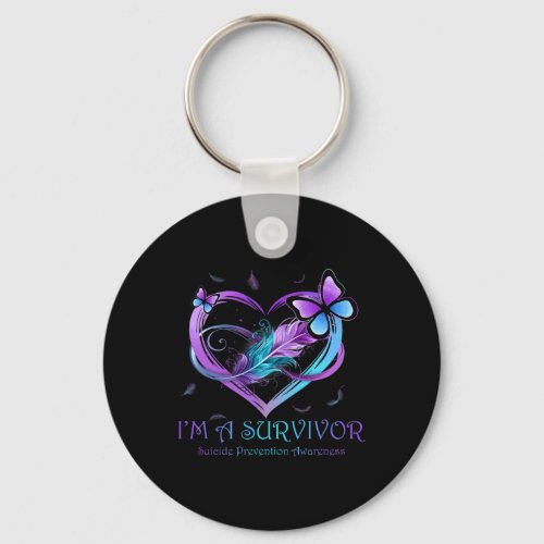 A Survivor Butterfly Heart Suicide Prevention Awar Keychain