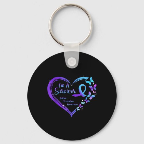 A Survivor Butterfly Heart Suicide Prevention Awar Keychain