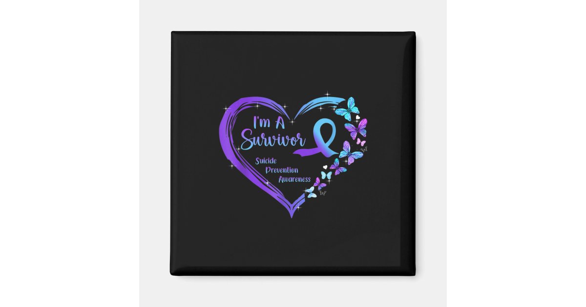 A Survivor Butterfly Heart Suicide Prevention Awar Magnet | Zazzle