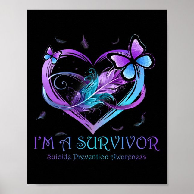 A Survivor Butterfly Heart Suicide Prevention Awar Poster (Front)