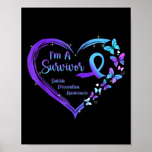 A Survivor Butterfly Heart Suicide Prevention Awar Poster