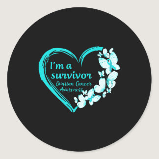 A Survivor Butterfly Ovarian Cancer Awareness Warr Classic Round Sticker