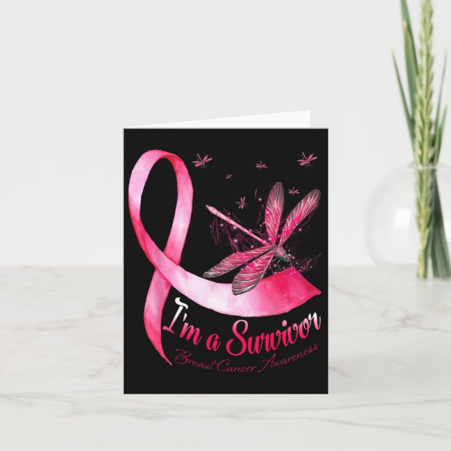 A Survivor Dragonfly Breast Cancer Awareness  Card (Front)
